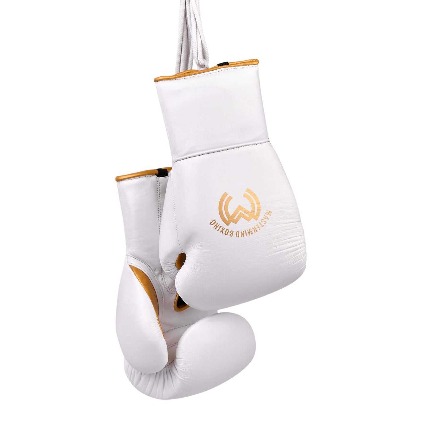 Model M Boxing Gloves - Genuine Leather White/Gold