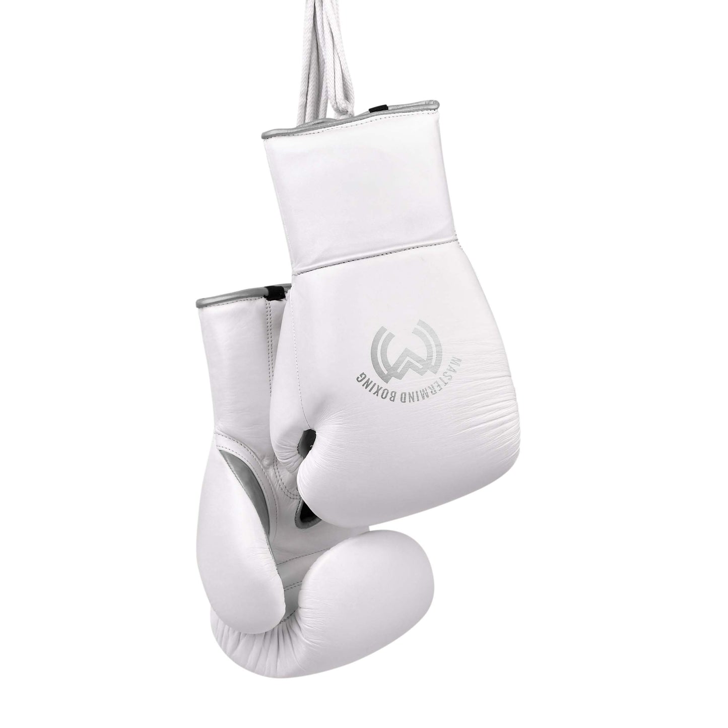 Model M Boxing Gloves - Genuine Leather White/Silver
