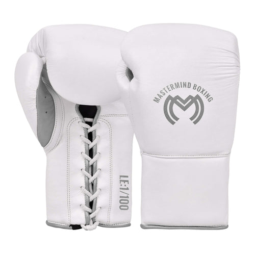 Model M Boxing Gloves - Genuine Leather White/Silver