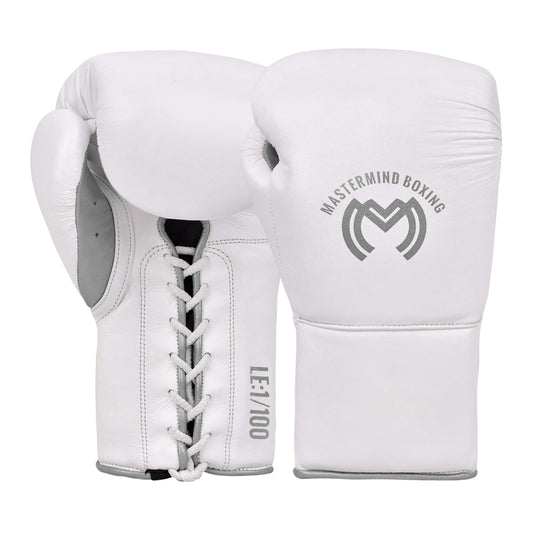Model M Boxing Gloves - Genuine Leather White/Silver