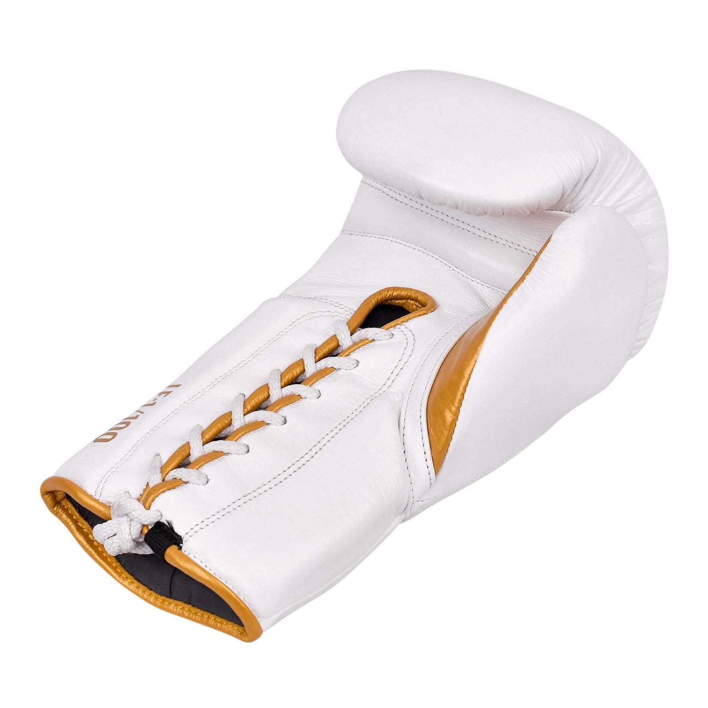 Model M Boxing Gloves - Genuine Leather White/Gold