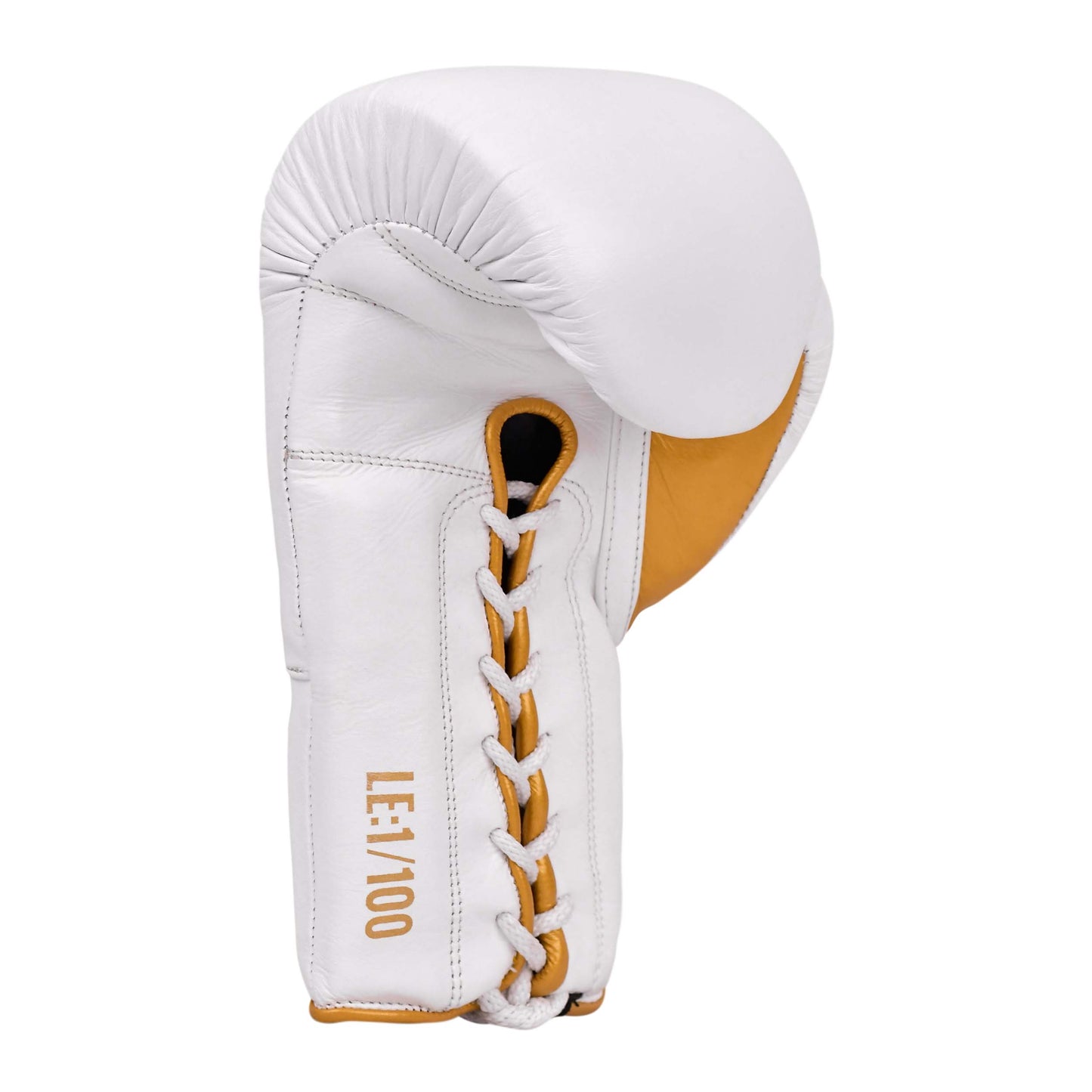 Model M Boxing Gloves - Genuine Leather White/Gold