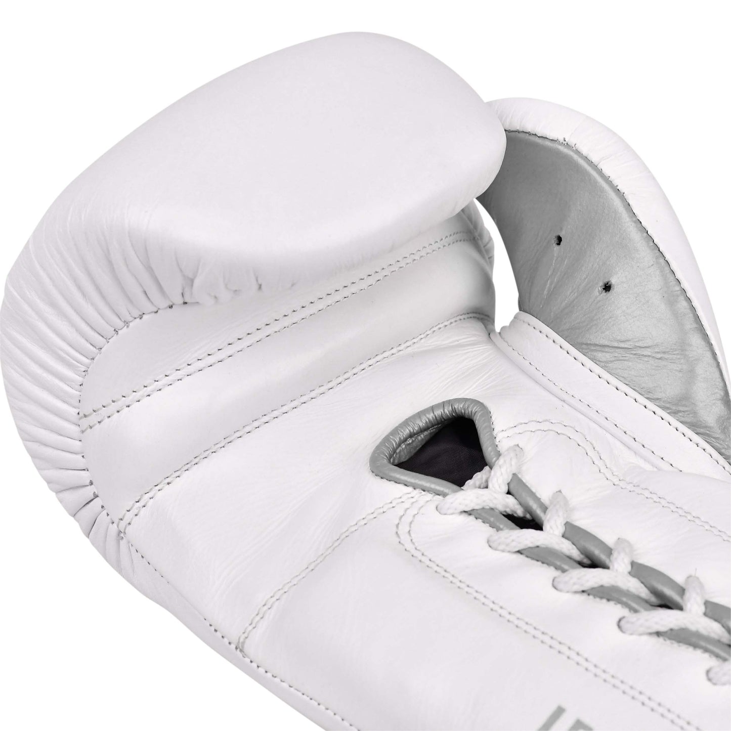 Model M Boxing Gloves - Genuine Leather White/Silver