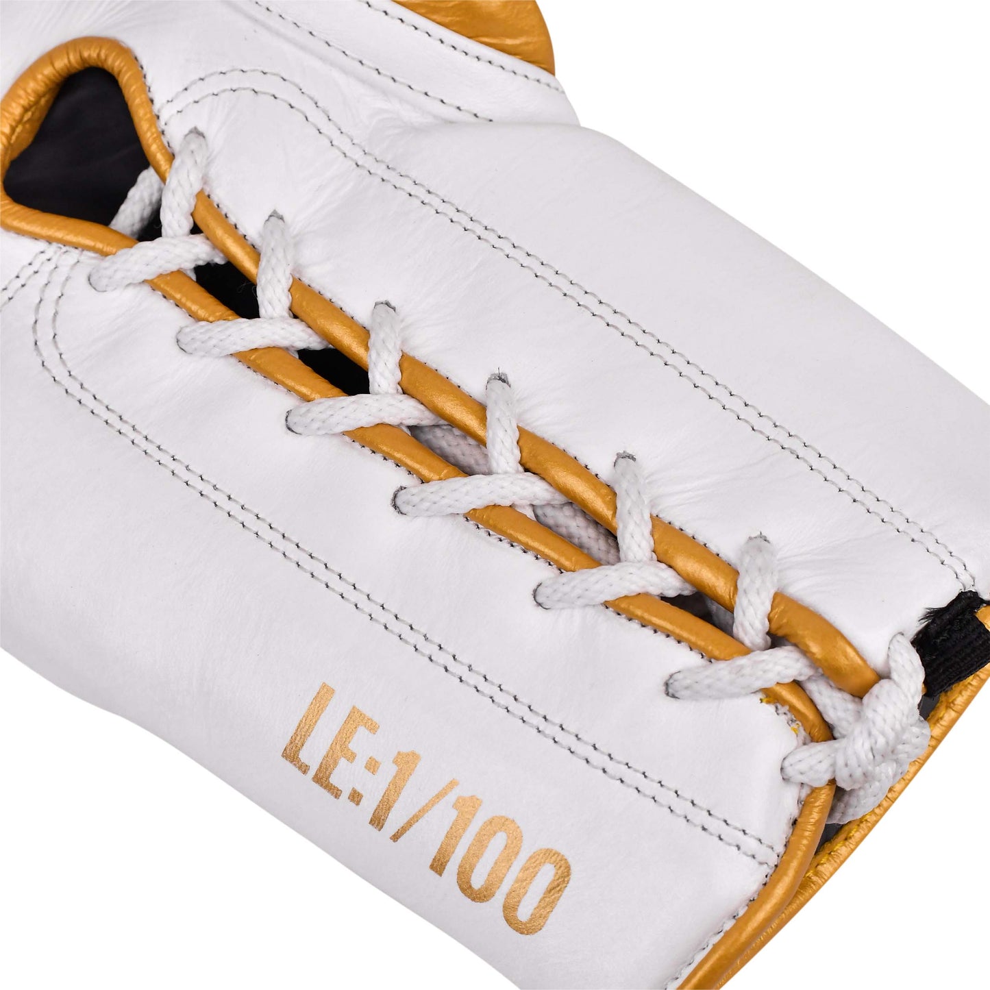 Model M Boxing Gloves - Genuine Leather White/Gold