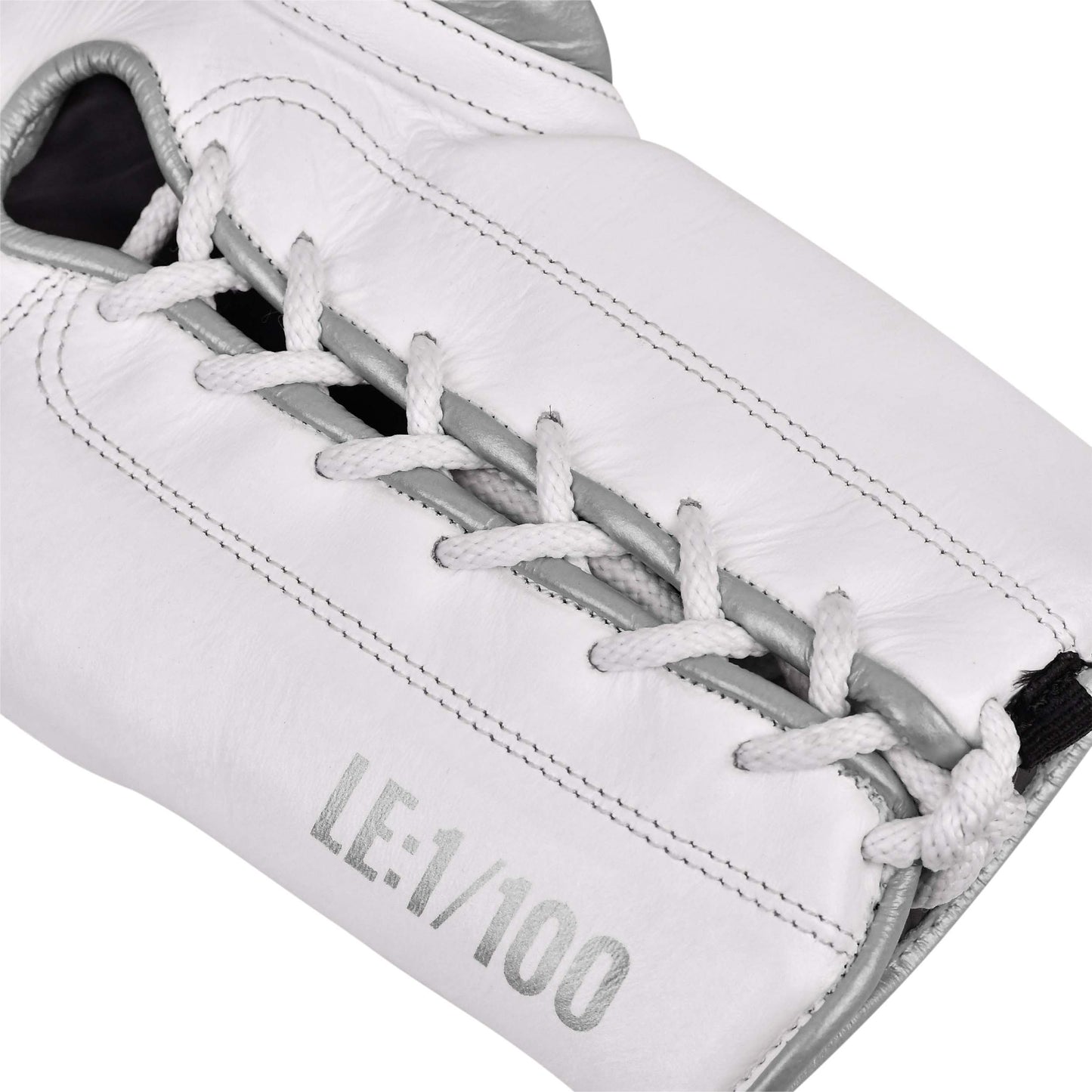 Model M Boxing Gloves - Genuine Leather White/Silver